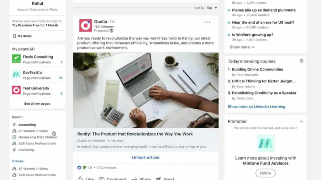 sponsored content linkedin exemple